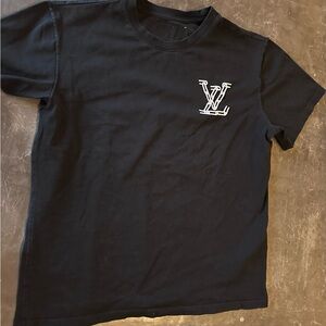 Louis Vuitton Black T-Shirt with Gold Detailing